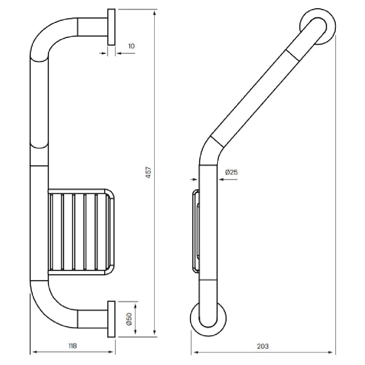Tapwell TA808 Badekarhåndtak L457mm med såpekopp