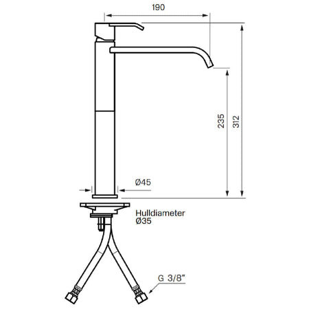 Tapwell VIC081 Høy Servantbatteri H312mm