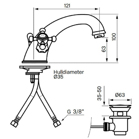 Tapwell Classic VLV065 Servantbatteri 2-greps