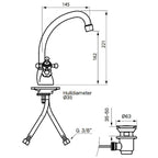 Tapwell Classic VLV077 Servantbatteri 2-greps