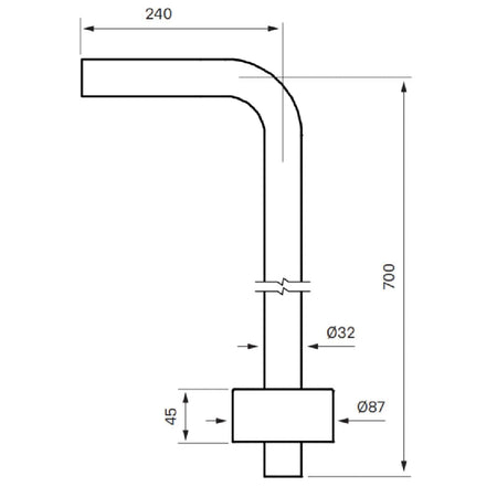 Tapwell XA21 Gulvrør for vannlås Ø32mm