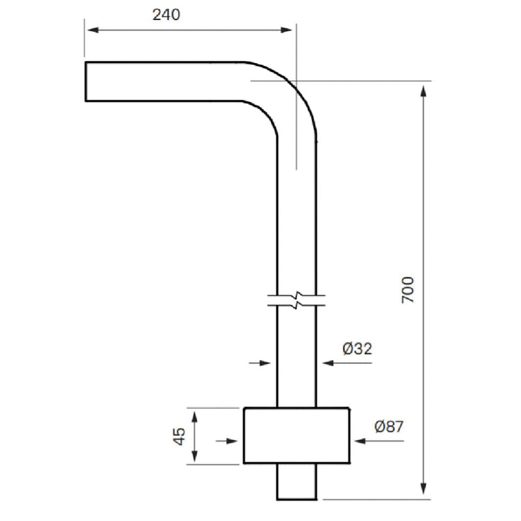 Tapwell XA21 Gulvrør for vannlås Ø32mm