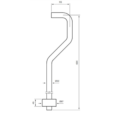 Tapwell XA22 S-Gulvrør for vannlås Ø32mm