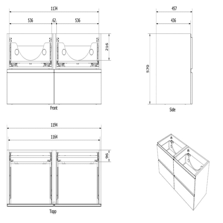 Vikingbad MIE FINGERGREP 120DBL Servantskap 4 skuffer