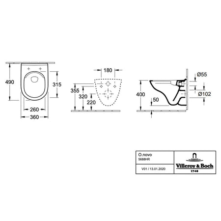 OUTLET: Villeroy & Boch O.NOVO Compact DF vegghengt toalett